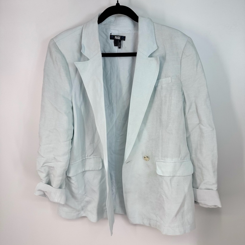Paige Full Length Long Sleeve Pastel Linen Blend Blazer